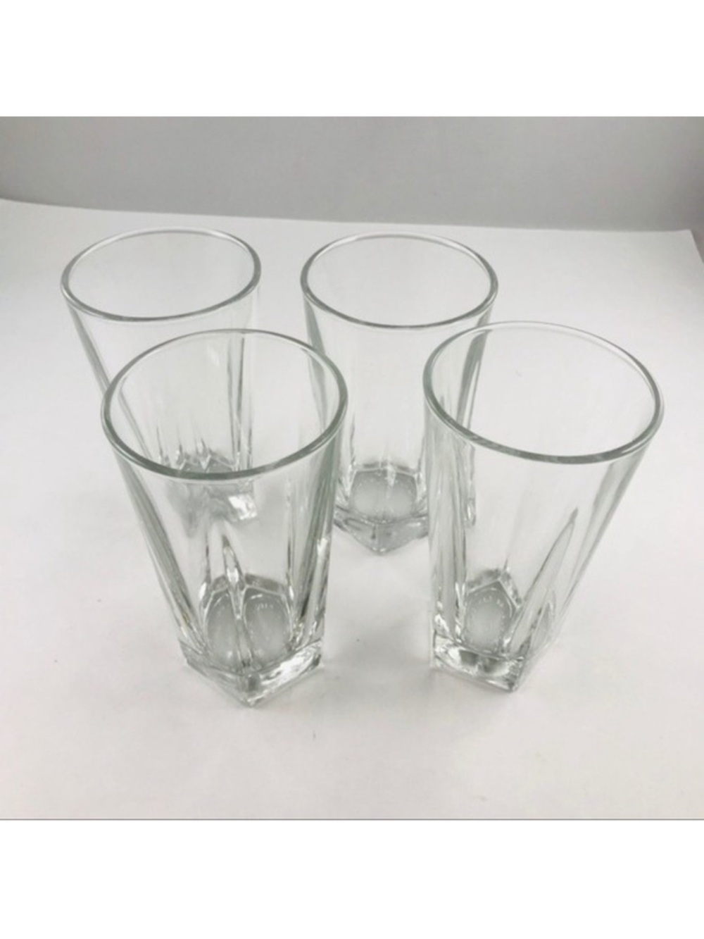 4 Set Libbey Duratuff Classic Clear Glasses 6 Oz Pentagon Bottom Made USA 7” VTG